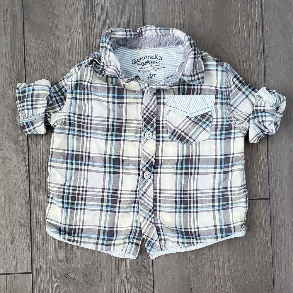 18M Blue Brown Green Button Down Shirt